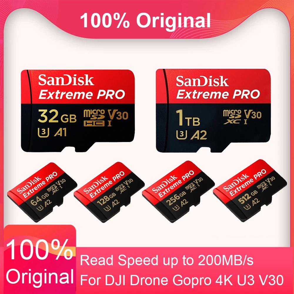 SanDisk ͽƮ  ũ SD ī, SDXC UHS-I, 128GB, 256GB, U3 V30 TF ÷ ī, ī޶ DJI ޸ ī , 32GB, 64GB